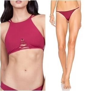 Frankies Bikinis x Revolve New Marley Bikini Top & Shiloh Bikini Bottom Maroon